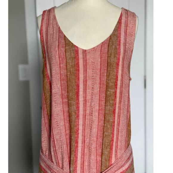 Anthropologie Drew Linen Tie Front  Stripe Dress Size M - Picture 6 of 7
